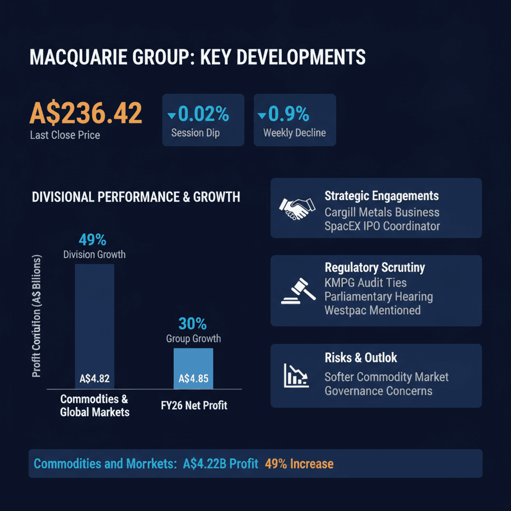 Macquarie Shares Trade Amid Cargill, SpaceX, KPMG News