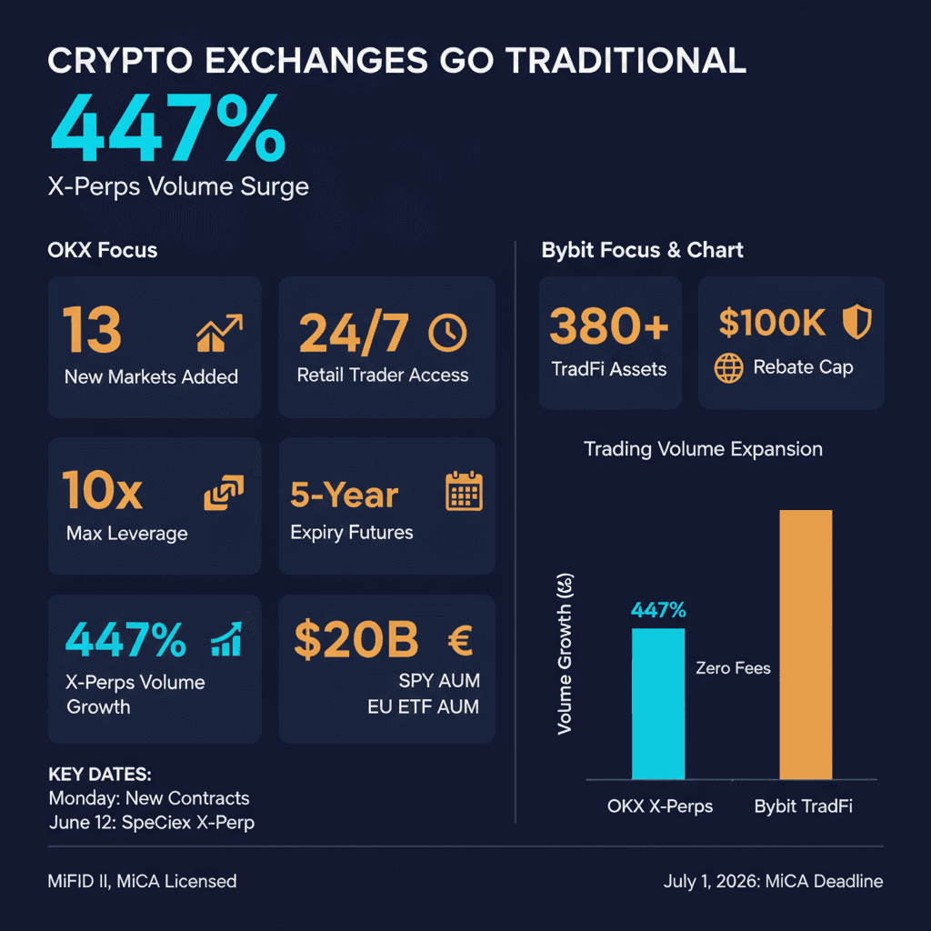 OKX, Bybit Launch Stock & Commodity Derivatives in TradFi