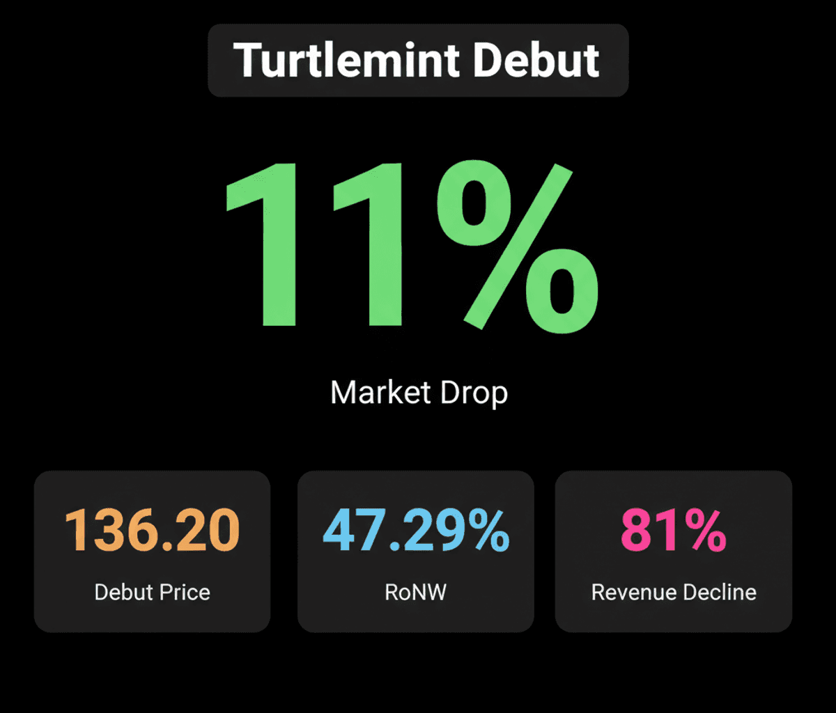 Turtlemint Fintech IPO Dips 11% on Market Debut