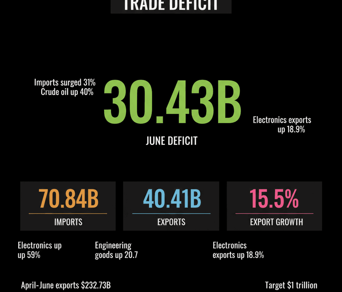 India’s Trade Deficit Widens to $30.43B in June
