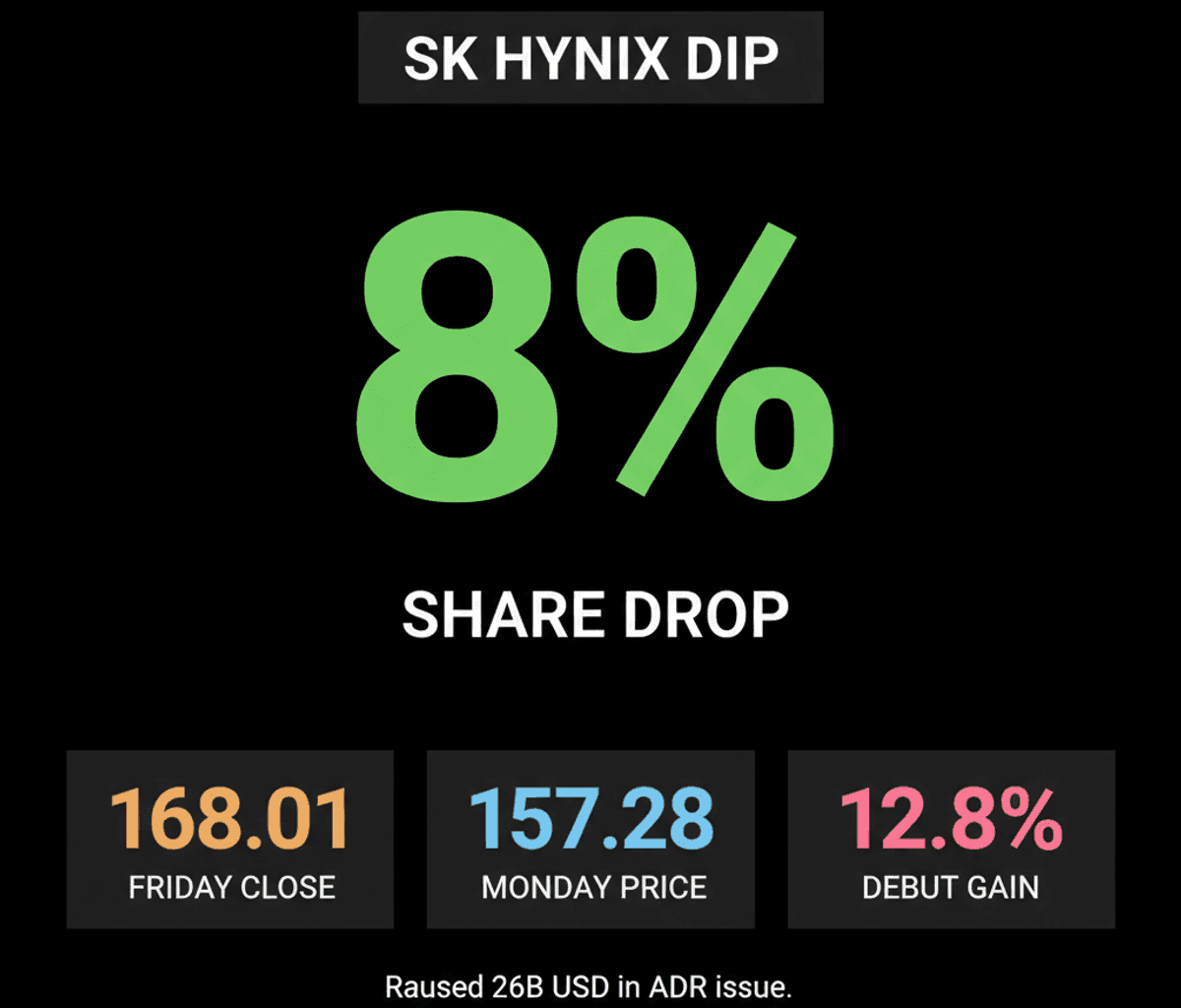 SK Hynix Shares Fall 8% After Nasdaq IPO Profit-Taking