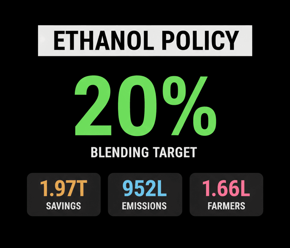 India’s Ethanol Blending Policy: 20% Target Maintained for Stability