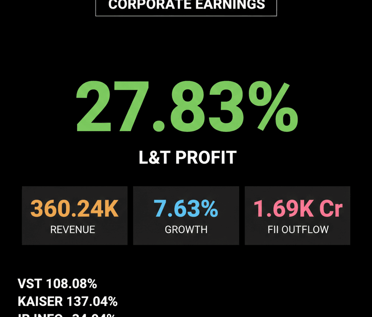 L&T Q1 Profit Soars 27.83%, Nifty Flat Amid FII Outflow
