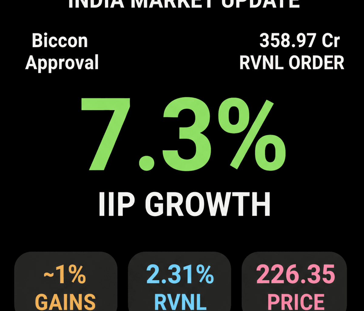 RVNL Surges on Order, Biocon Gains Health Canada Nod; Indian Stocks Rise