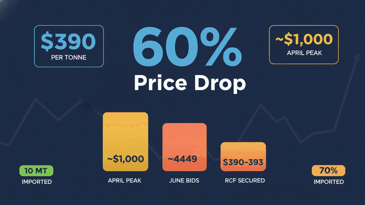 India Urea Import Prices Drop 60% to $390/tonne