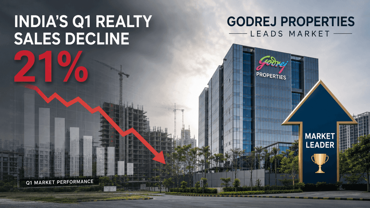 India Realty Sales Drop 21% in Q1; Godrej Properties Leads
