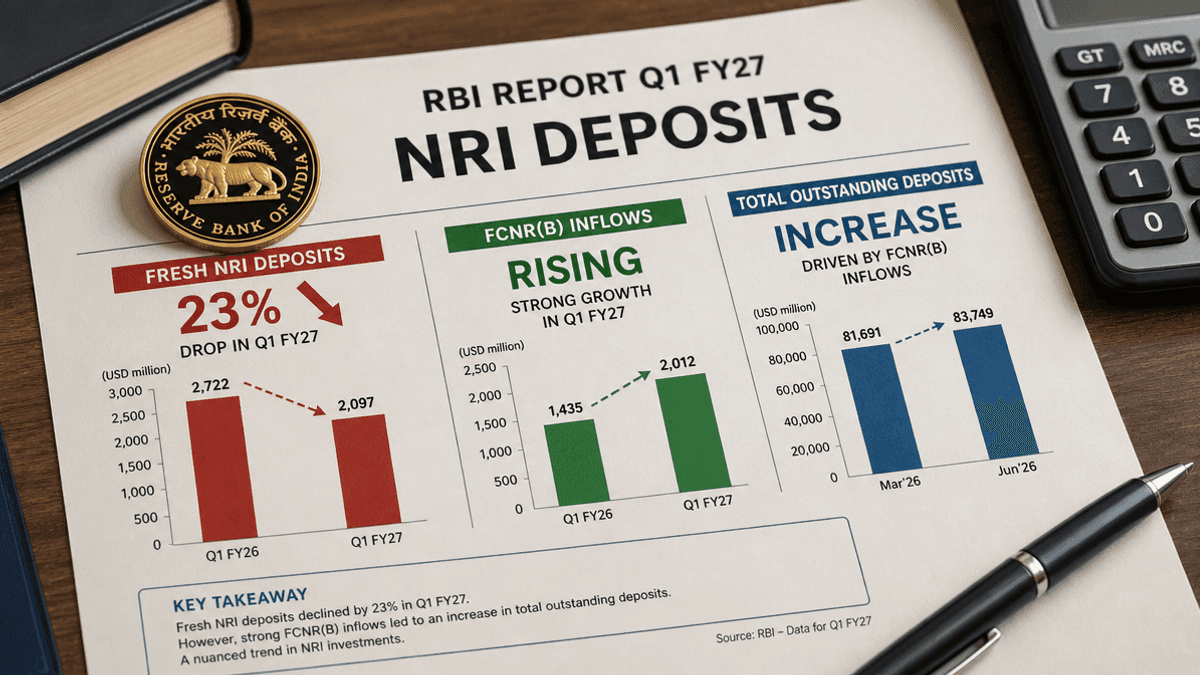 NRI Deposits Drop 23% in Q1 FY27: RBI Data
