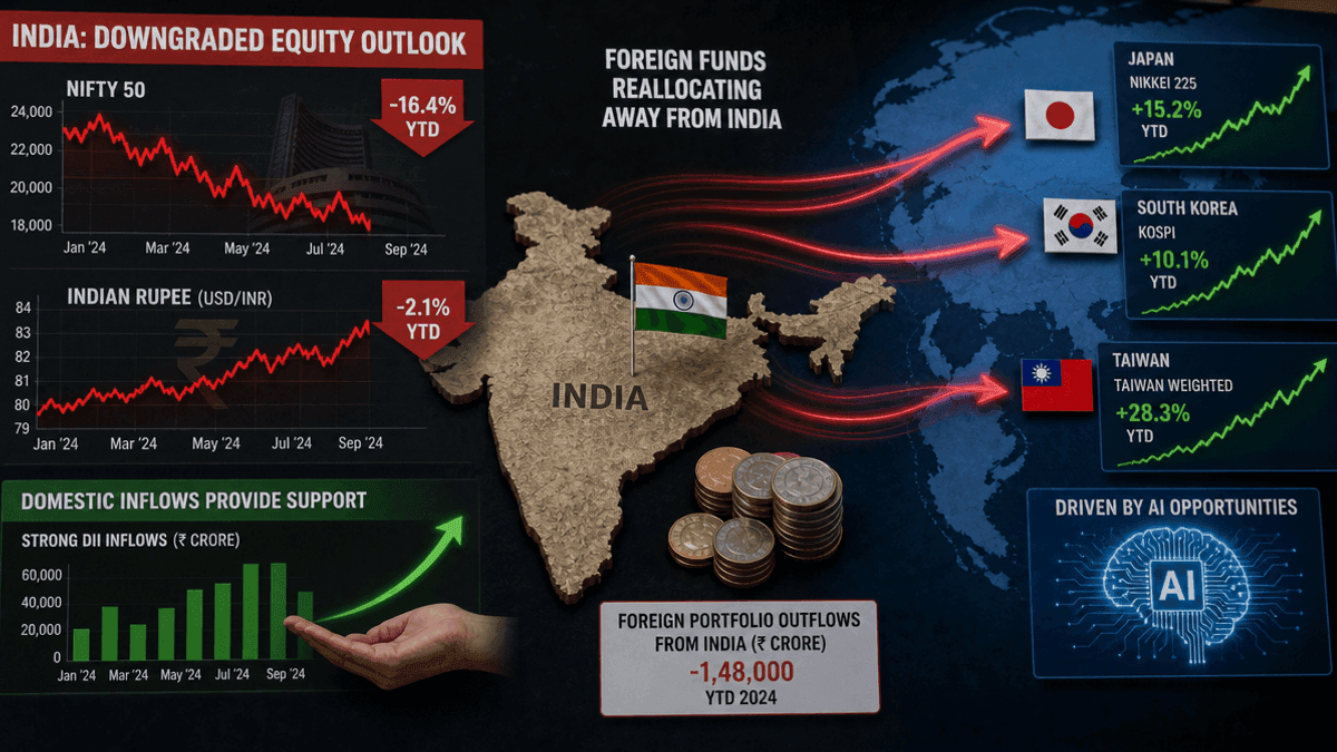 India Equity Outlook Downgraded: Foreign Funds Shift to Asia