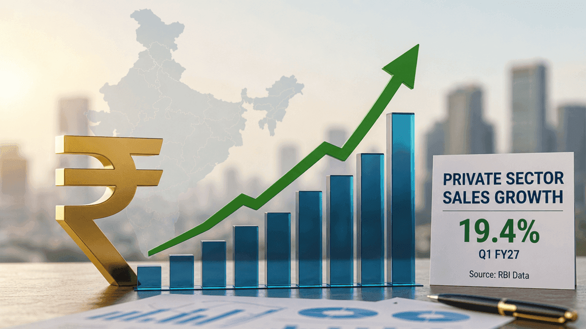 India Private Sector Sales Jump 19.4% in Q1 FY27: RBI Data