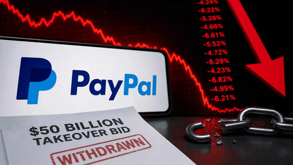 PayPal Stock Drops 16% After $50 Billion Bid Withdrawal