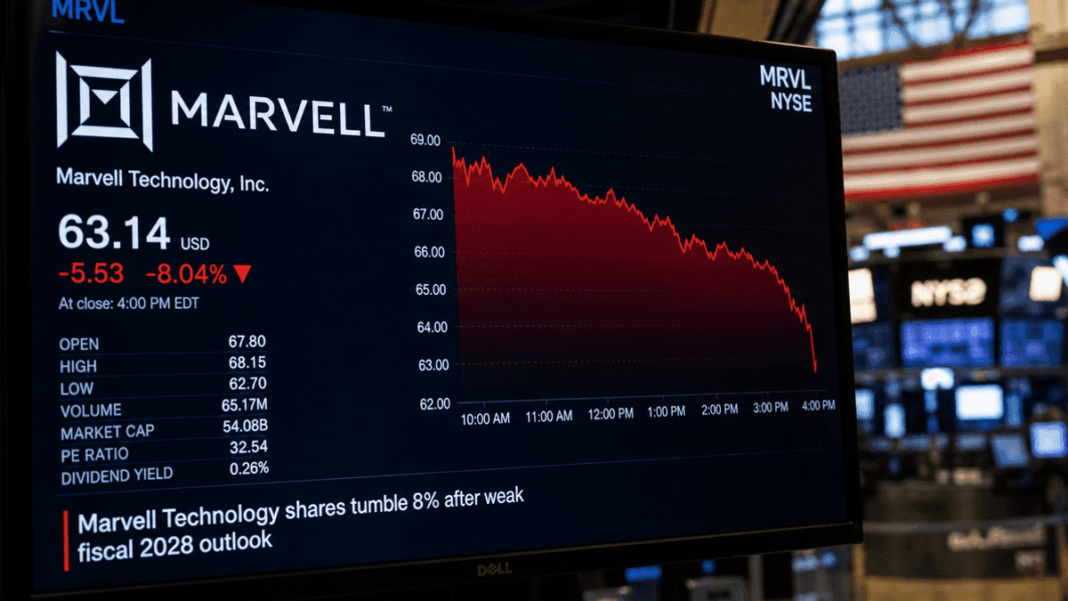 Marvell Stock Dives 8% on Disappointing Fiscal 2028 AI Outlook