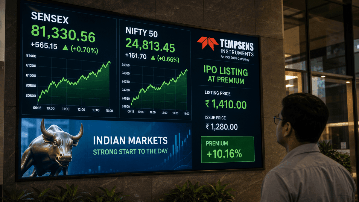 Sensex, Nifty Rally; Tempsens Instruments IPO Surges 111%