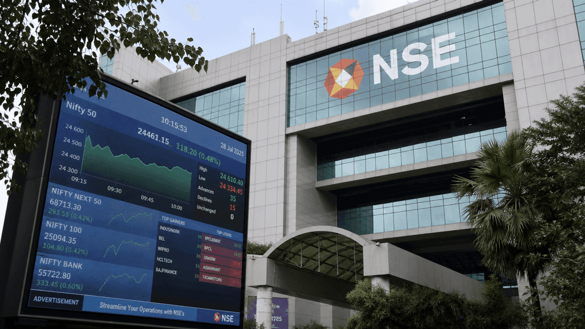 Exterior of the National Stock Exchange building in Mumbai.