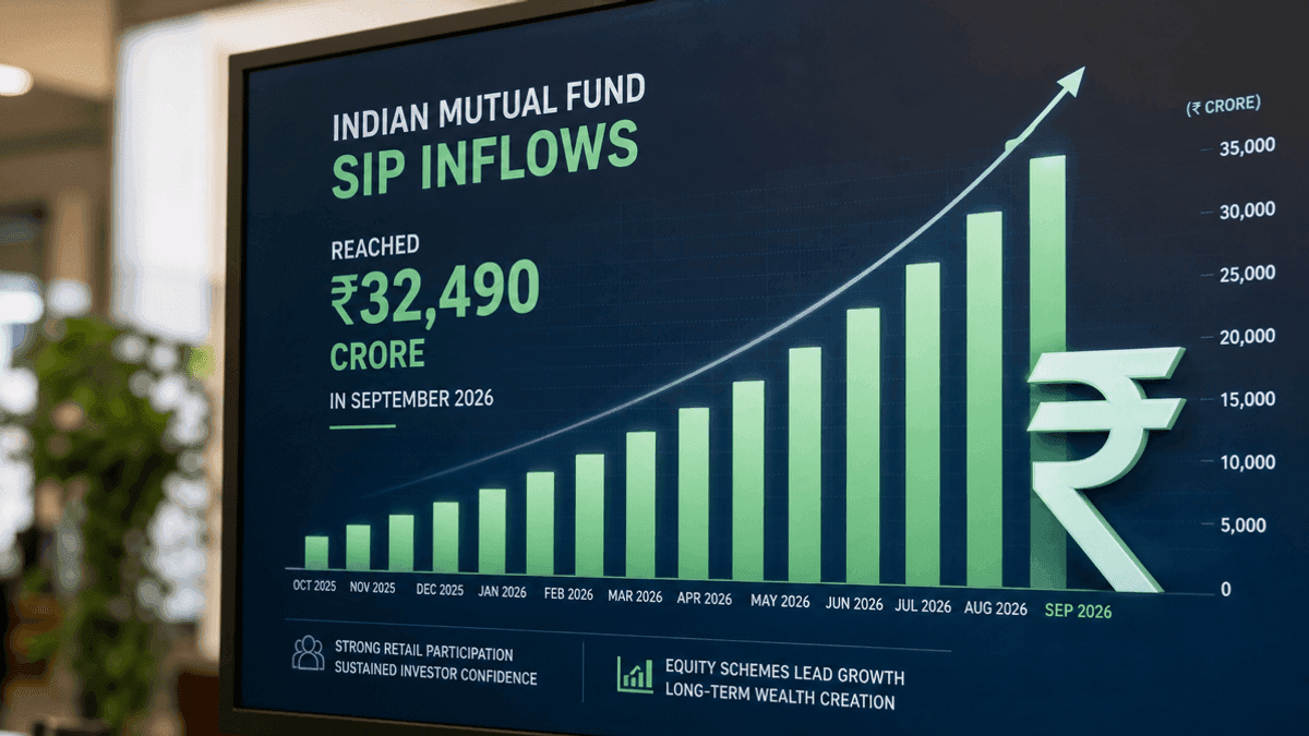 A digital bar chart showing a rising trend in financial investments, with a rupee symbol overlay.