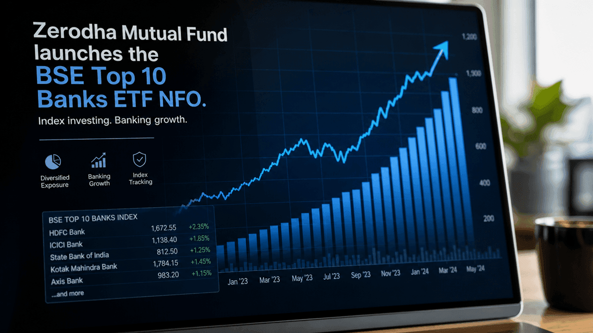 A digital graphic showing rising financial bar charts and stock market data representing the banking sector.