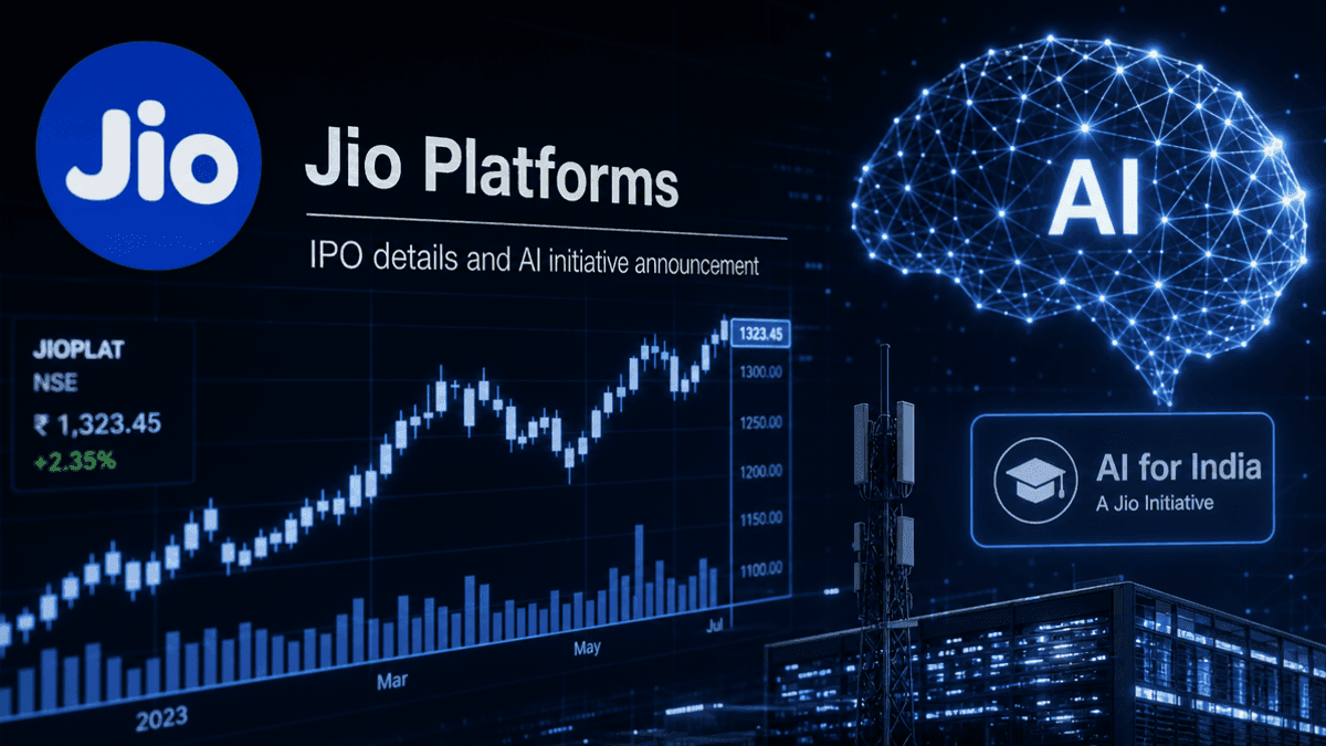 A digital graphic showing stock market charts and neural network nodes in blue and white against a dark background.