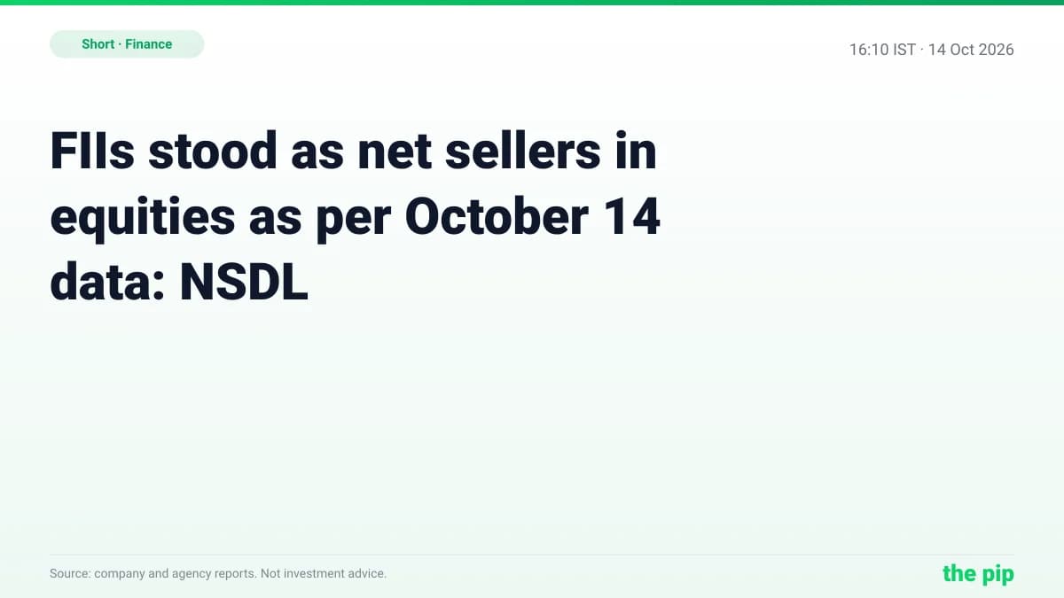 Finance news: FIIs stood as net sellers in equities as per October 14 data: NSDL