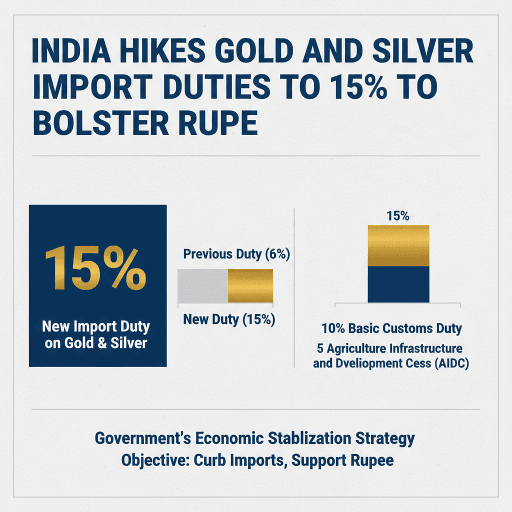 India Raises Gold & Silver Import Duty to 15% to Support Rupee