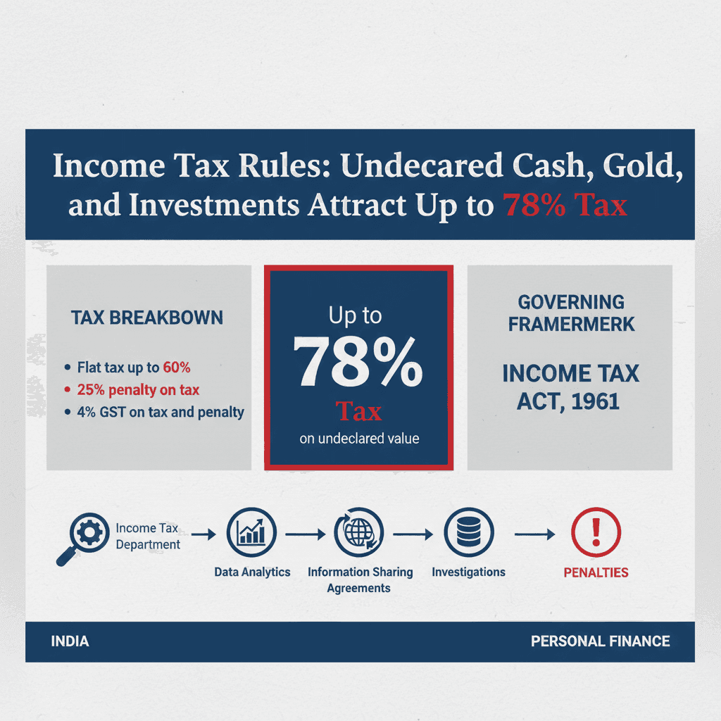 India: Undeclared Cash, Gold & Investments Face Up to 78% Tax