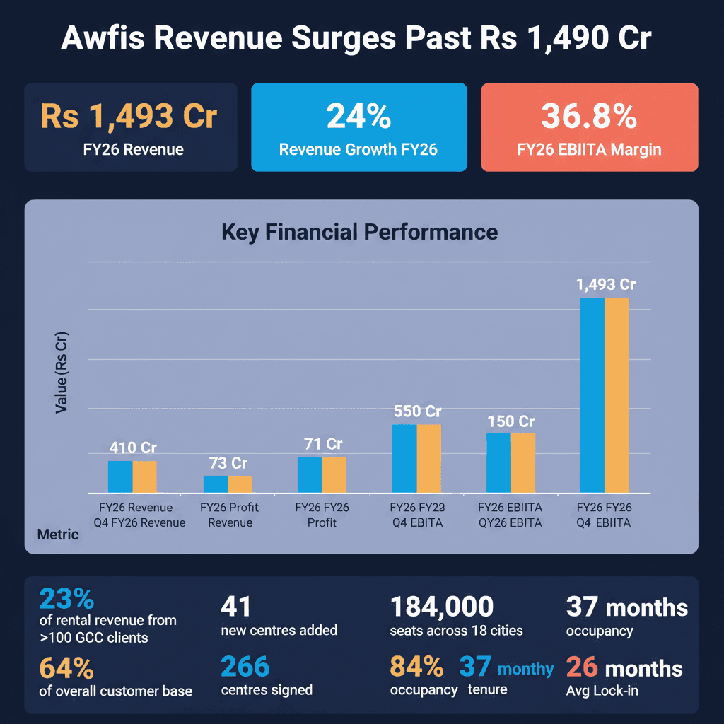 Awfis Revenue Surges Past ₹1,490 Cr in FY26 Driven by GCC Demand