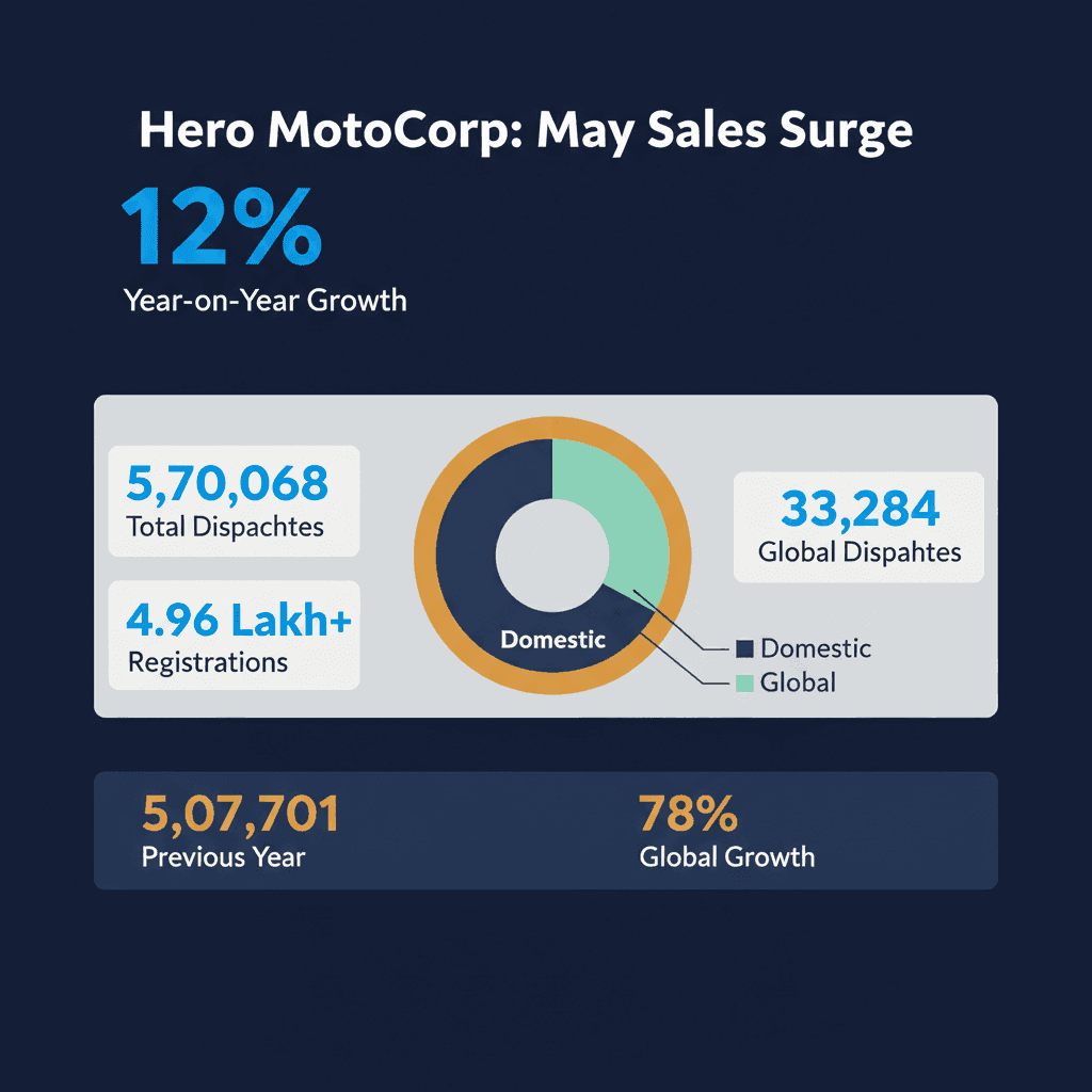 Hero MotoCorp Sales Jump 12% in May: 5.7 Lakh Units Dispatched