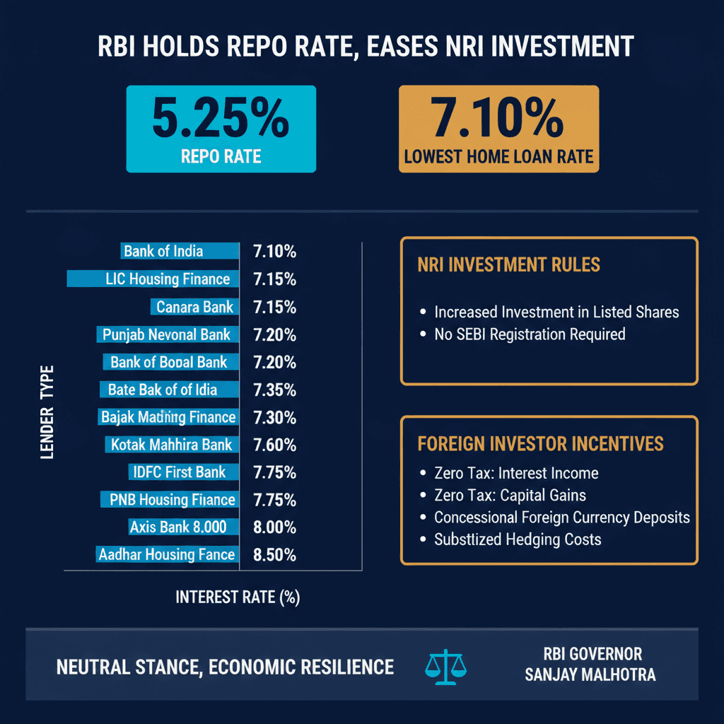 RBI Holds Repo Rate Steady, Eases NRI Investment