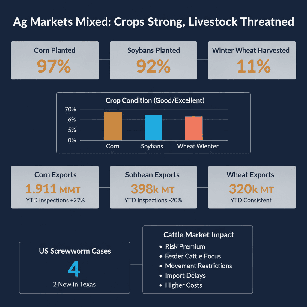 Livestock Options Report: Crops Up, Exports Strong, Screwworm Threat