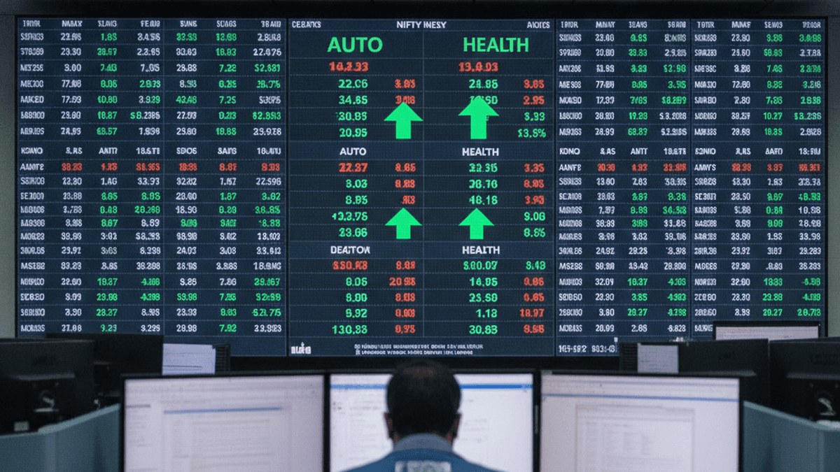 Top Gainers & Losers: Nifty Climbs as Auto, Healthcare Stocks Lead Gainers; PSUs Drag Market | 25 Jun 2026, 12:00 PM IST