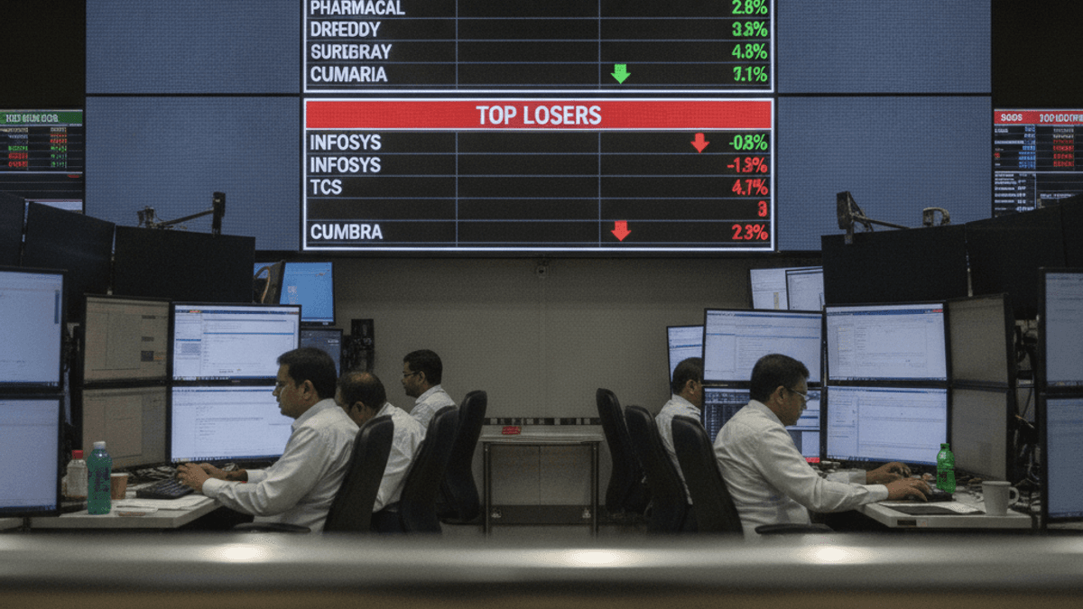 Top Gainers & Losers: Pharma Stocks Lead Nifty Gainers; IT Sector Drags Market Lower | 23 Jun 2026, 12:00 PM IST