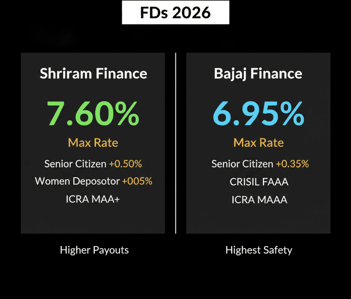 FD Rates 2026: Shriram Finance vs Bajaj Finance