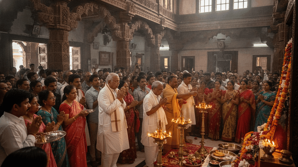Amit Shah Joins Ahmedabad Rath Yatra Preparations at Jagannath Temple
