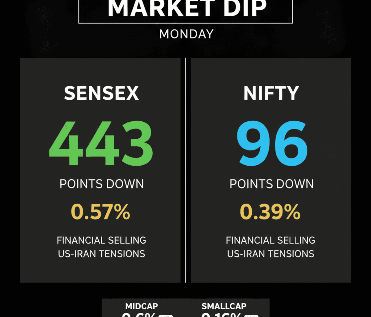 Sensex Dips 443 Points: Financial Sector Sell-off Impacts Portfolios