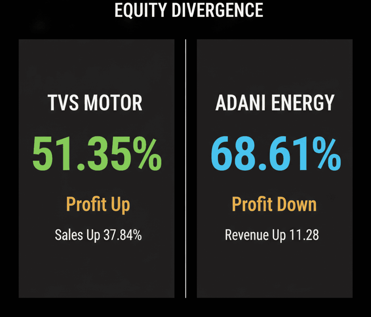Indian Stocks Q1: TVS Motor Soars, Adani Energy Dips