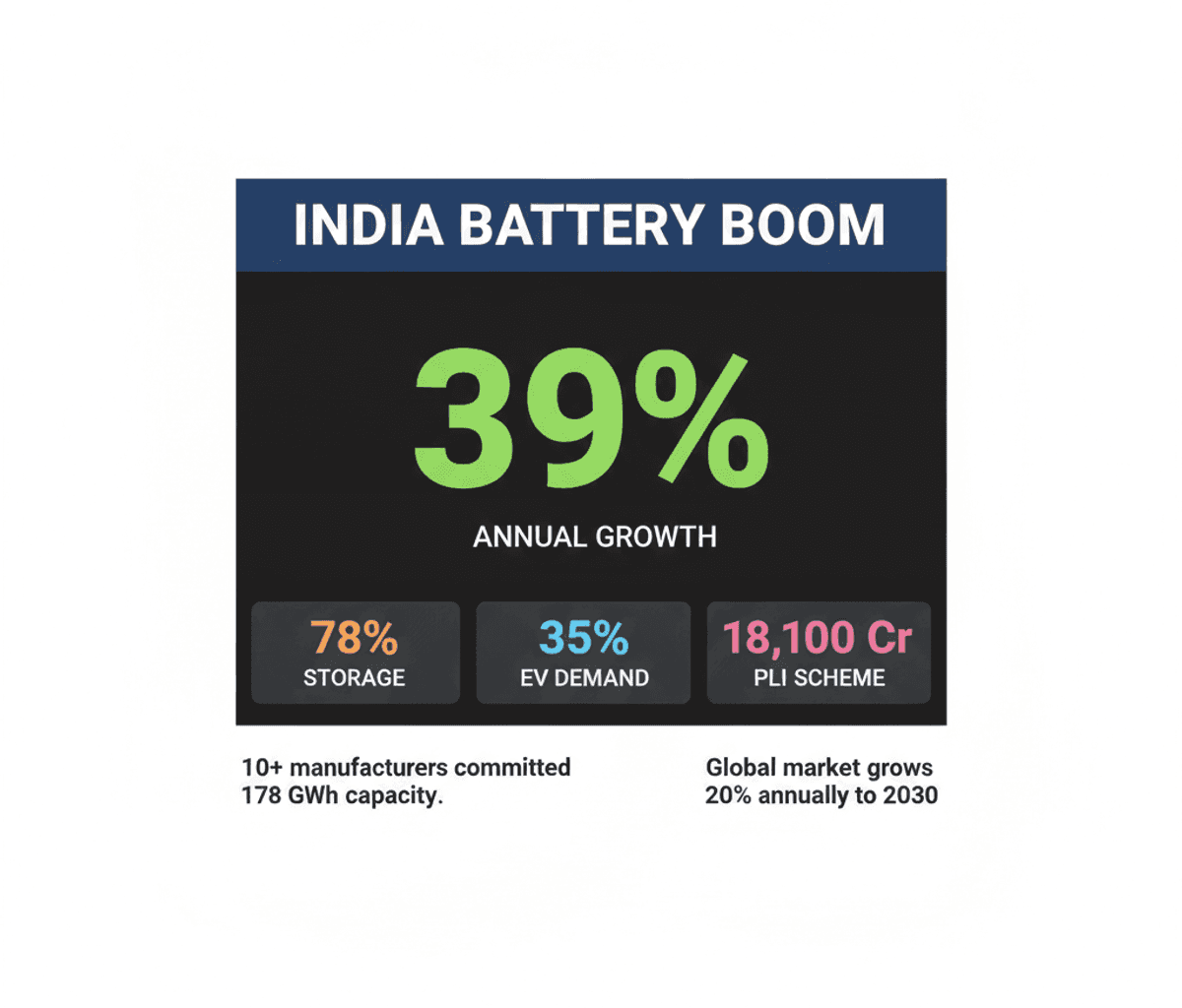 India’s EV Battery Demand to Surge 39% Annually by 2030