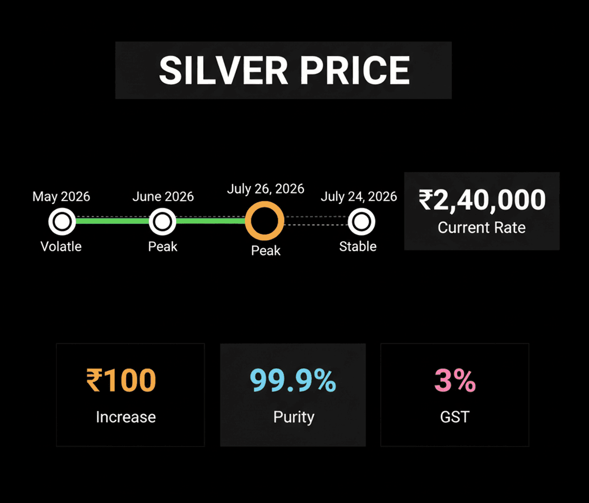 Delhi Silver Rate Today: ₹2.4 Lakh/KG on July 26, 2026