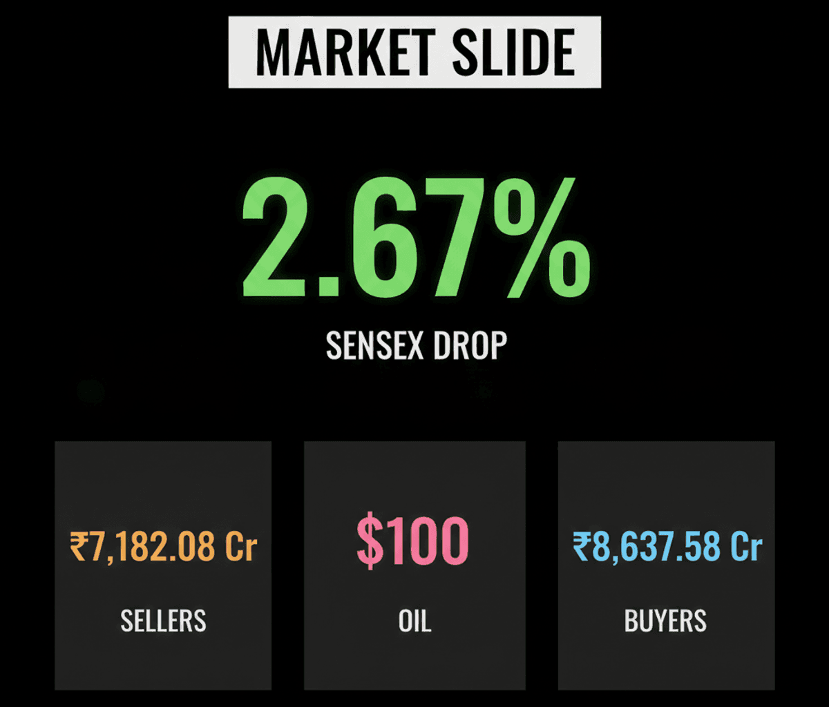 Sensex Drops 2.67% on Oil Surge & Geopolitical Fears