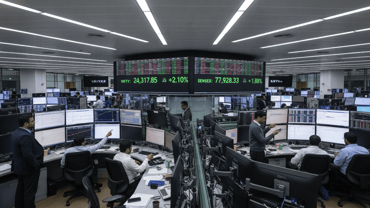 Indian Markets Surge: Sensex Tops 77,900, Nifty Crosses 24,300