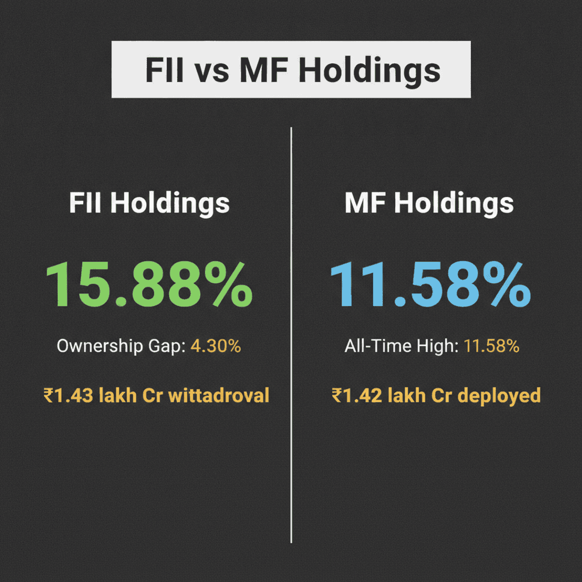 FII Holdings Plunge to 14-Year Low Amidst MF Record High