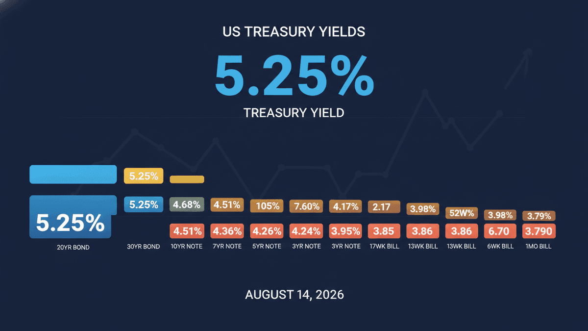 US Treasury Yields Stable Aug 14, 2026: Key Rates