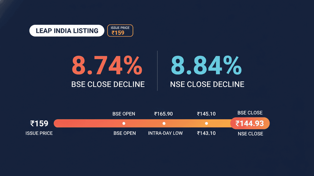 LEAP India IPO: Shares Debut Down 9% Below Issue Price