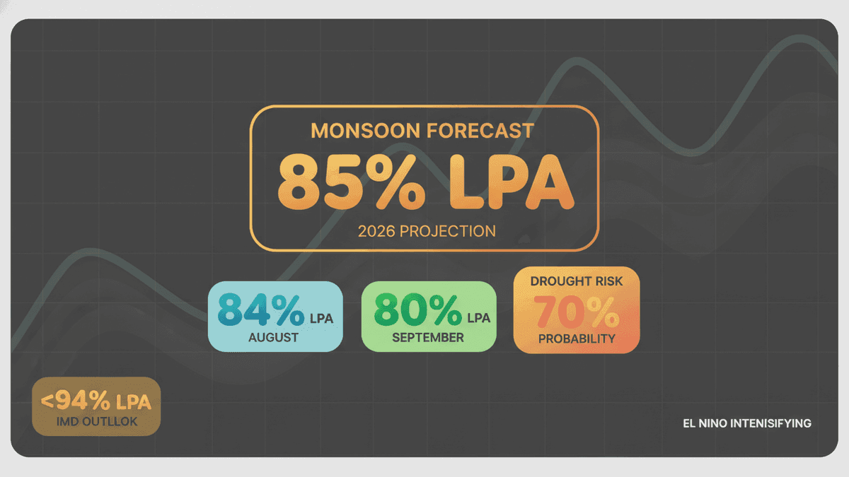Skymet Forecast: 2026 Monsoon at 85% LPA, 70% Drought Risk
