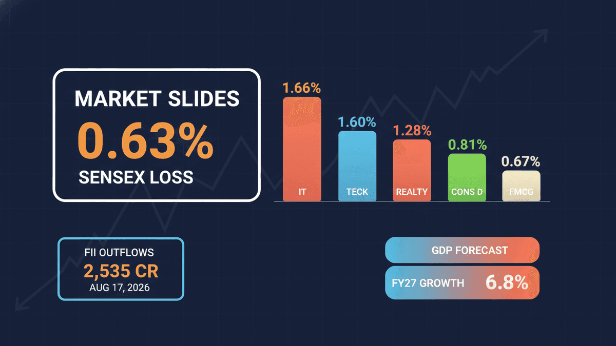 Indian Stocks Fall Amid Geopolitical Fears & FII Outflows