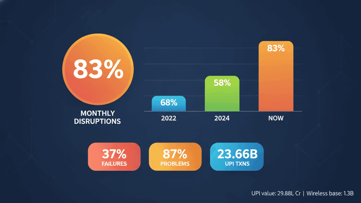 Digital Payment Disruptions Hit 83% in India: Network Issues Plague Users
