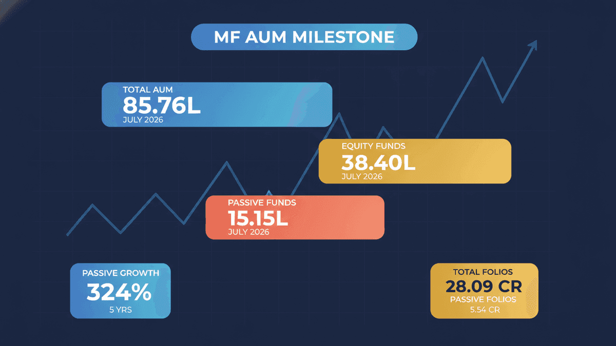 India MF AUM Surges to ₹85.76L Cr, Passive Funds Lead Growth