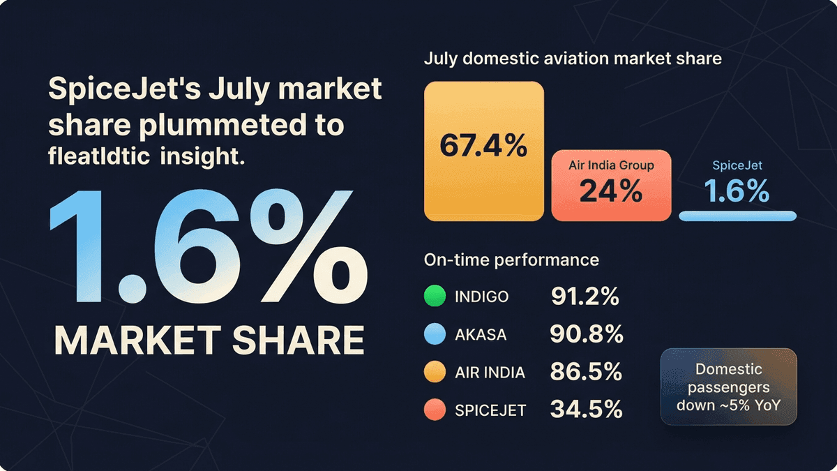 SpiceJet Market Share Drops to 1.6% in July