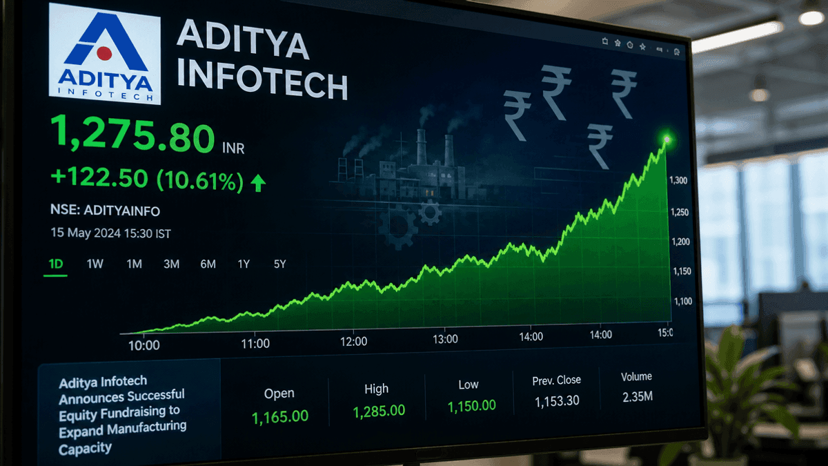 Aditya Infotech Stock Surges 4% on Fundraise, Analysts Predict 20% Rise