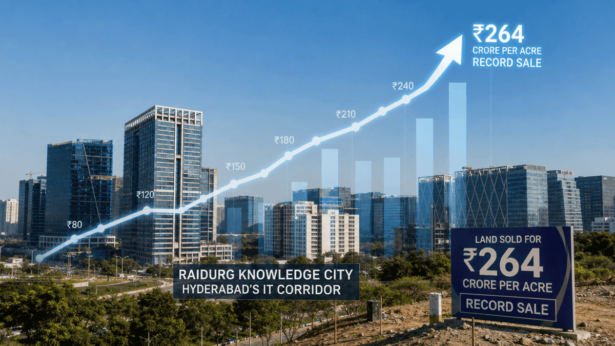 Hyderabad Land Sale: Raidurg Plot Fetches Record Rs 264 Cr/Acre