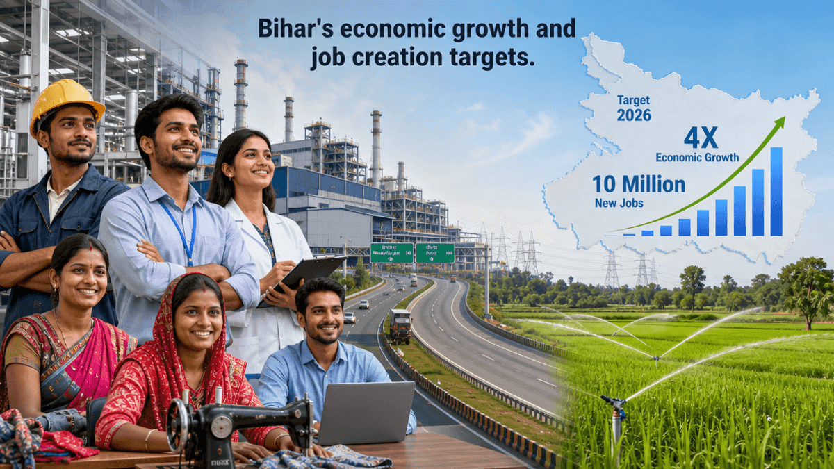 Bihar Aims for 4x Economic Growth & 10M Jobs by 2026
