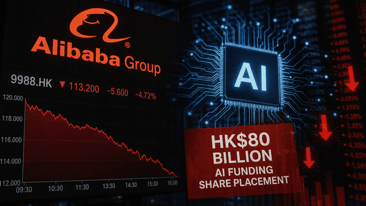 Alibaba Shares Tumble 8% on HK$80B AI Funding Share Sale