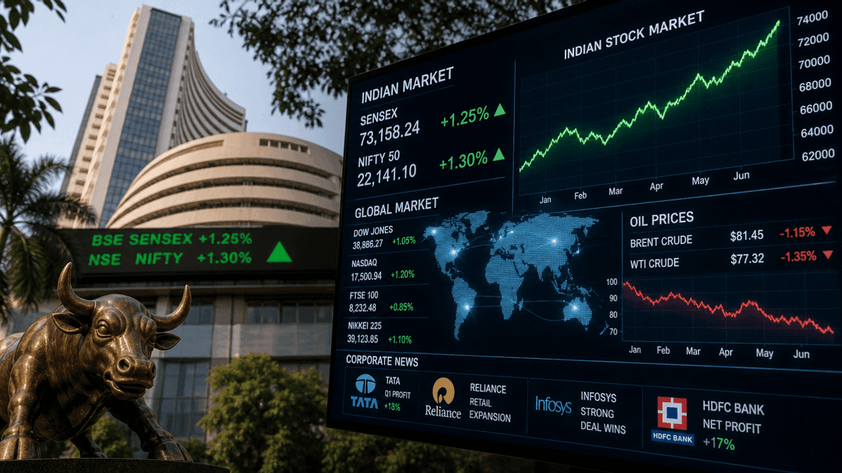 Indian Stocks Set for Higher Open on Global Cues & Oil Prices